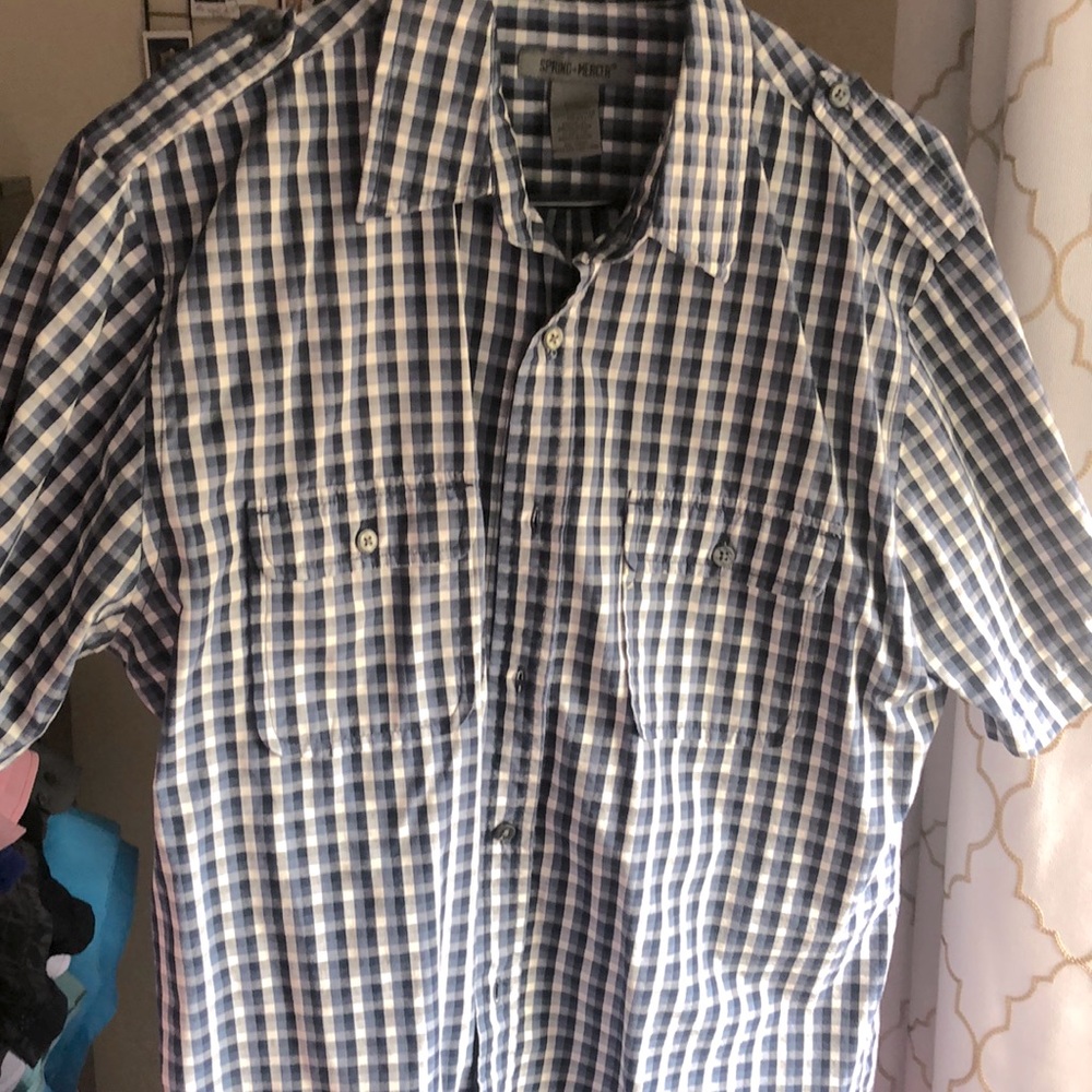 Blue Check short sleeve button down